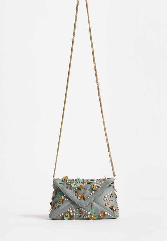 Dries Van Noten Embellished Envelope BagTeal Green