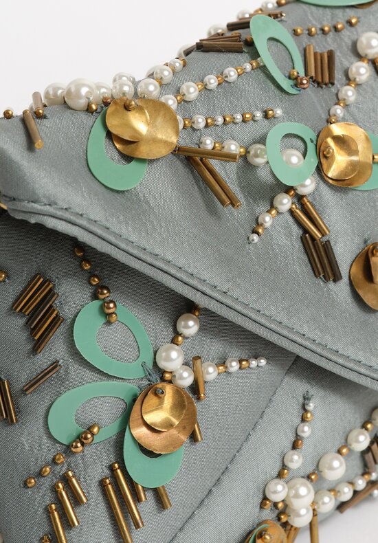 Dries Van Noten Embellished Envelope BagTeal Green