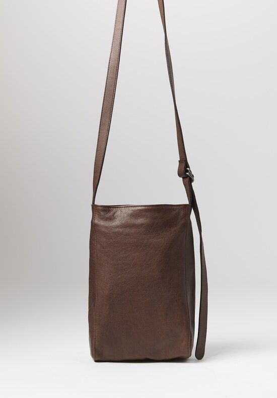Christian Peau Soft Leather Crossbody Bag in Dark Brown	