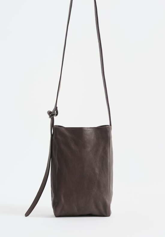 Christian Peau Soft Leather Crossbody Bag in Dark Brown	