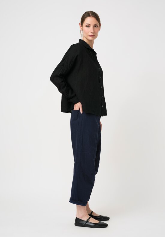 Forme d'Expression Woven Linen Squared Shirt in Black
