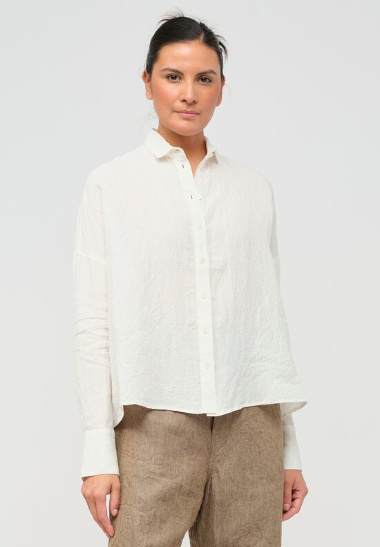 Forme d'Expression Woven Linen Squared Shirt in Ecru