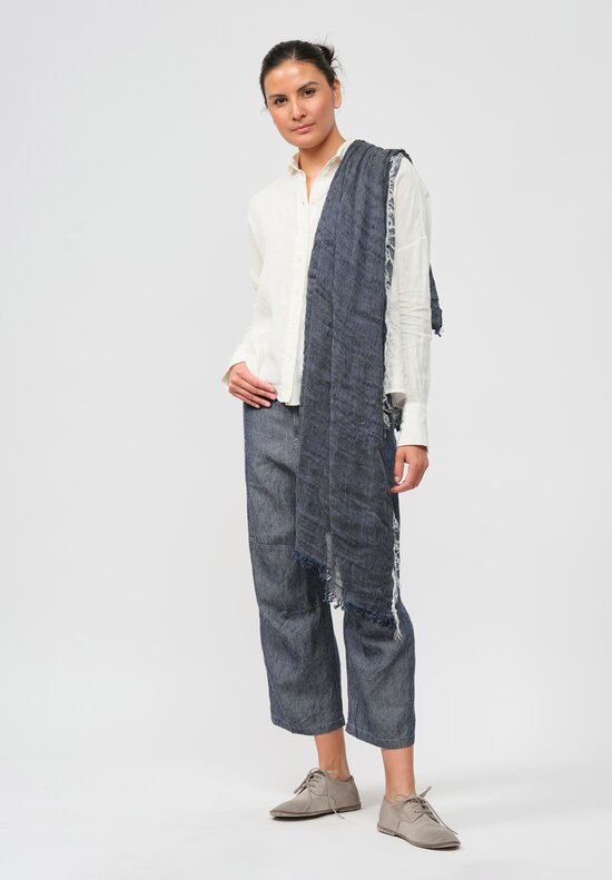 Forme d'Expression Woven Linen Scarf in Denim