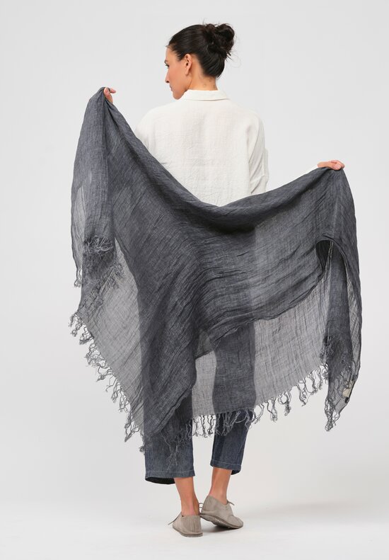 Forme d'Expression Woven Linen Motta Scarf in Blue Carbon	