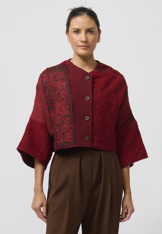 By Walid Chinese Silk Bella Jacket in Red	