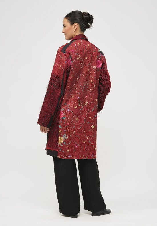 By Walid Chinese Silk Rufus Coat in Red