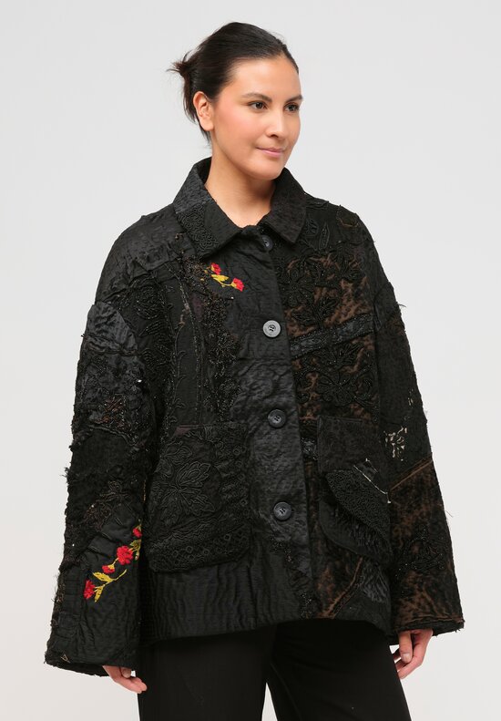 By Walid Victorian Silk Samantha Jacket in Black	