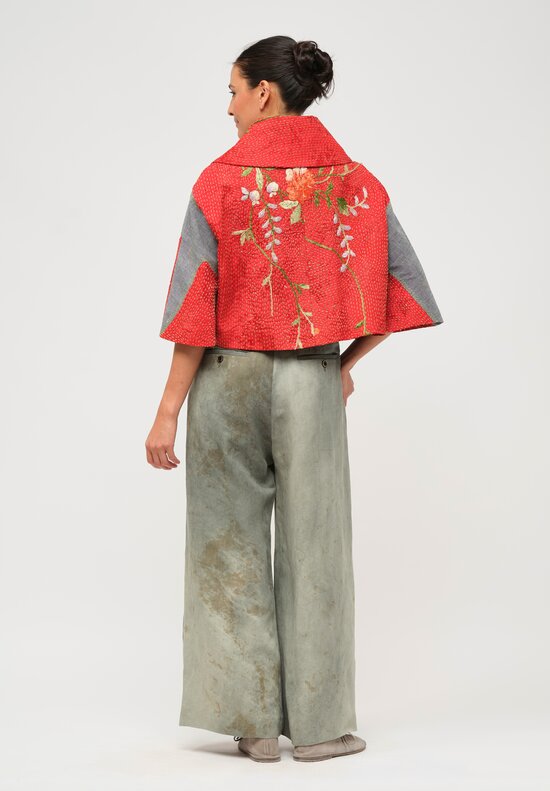By Walid Kimono Silk Sophia Cover-Up Jacket in Red	