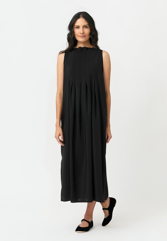 Daniela Gregis Silk Swallow Pinafore Dress in Nero Black
