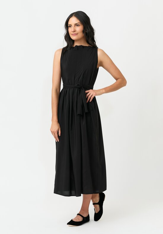 Daniela Gregis Silk Swallow Pinafore Dress in Nero Black