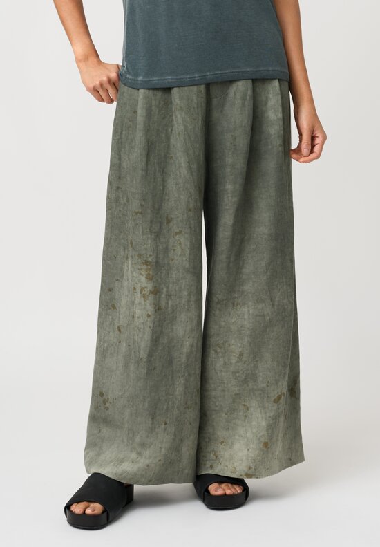Uma Wang Linen & Cotton Wide Leg Paella Pants in Venice Blue