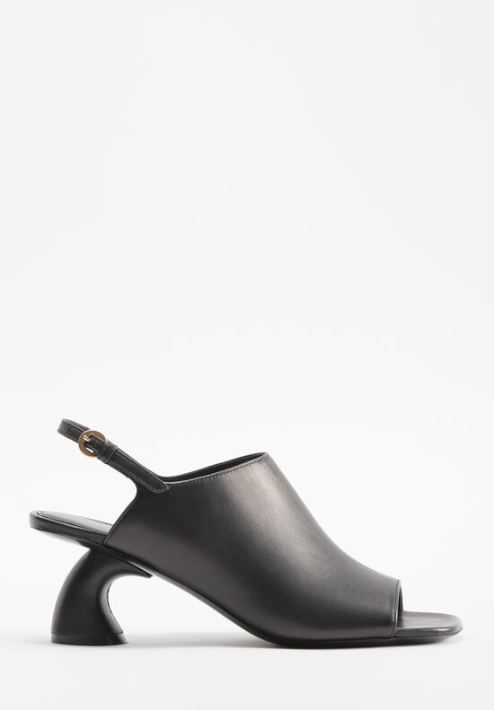 Dries Van Noten Leather Slingback Mule Sandals in Black
