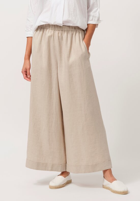 Daniela Gregis Linen Wide Leg Pigiama Pants in Greggio White	