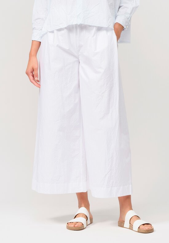 Daniela Gregis Washed Cotton Wide Leg Pigiama Tasche Pants in Bianco White	