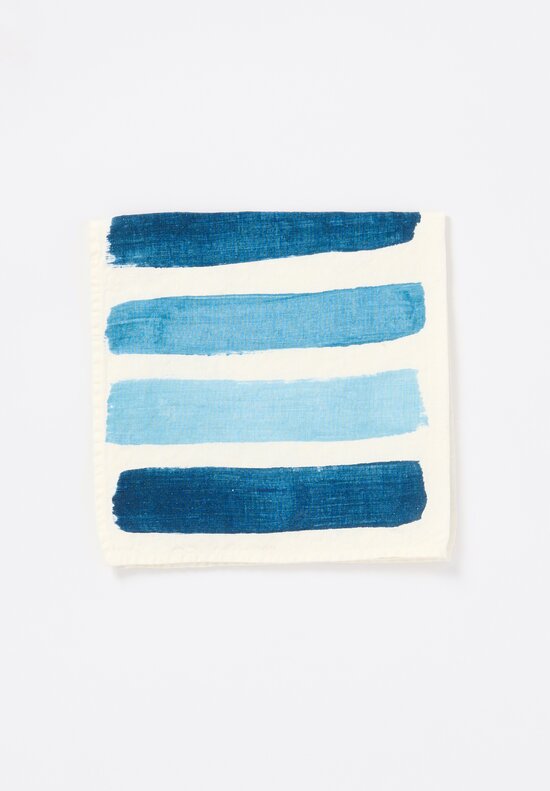 Bertozzi Handmade Linen Striped Napkin in Gamma Notte Blue