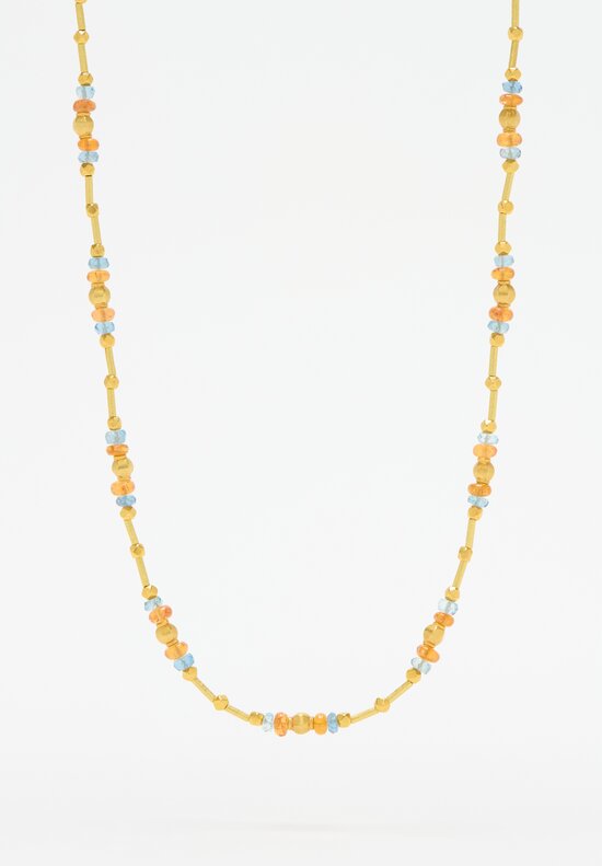Greig Porter 18k, Aquamarine & Mandarin Garnet Necklace	