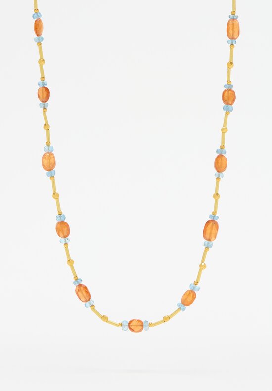 Greig Porter 18k, Mandarin Garnet & Aquamarine Necklace	