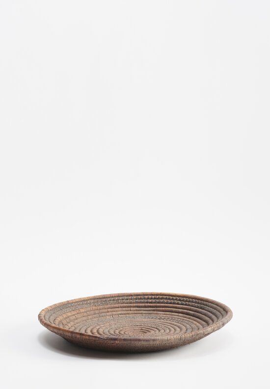 Antique and Vintage Rwandan Tutsi Tribe Subtle Circular Pattern Flat Fibre Basket	