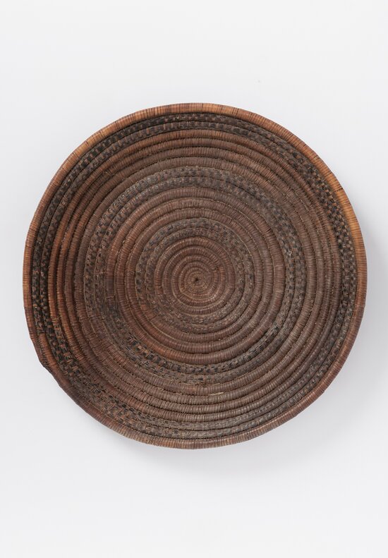 Antique and Vintage Rwandan Tutsi Tribe Subtle Circular Pattern Flat Fibre Basket	