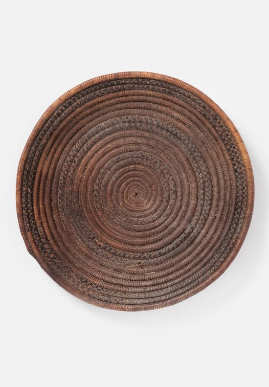 Antique and Vintage Rwandan Tutsi Tribe Subtle Circular Pattern Flat Fibre Basket	