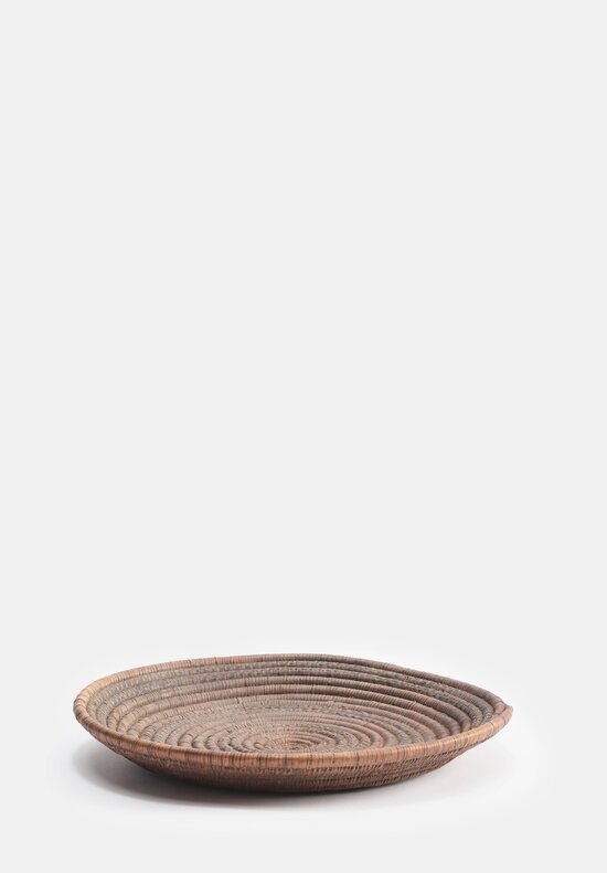 Antique and Vintage Rwandan Tutsi Tribe Subtle Circular Pattern Flat Fibre Basket	
