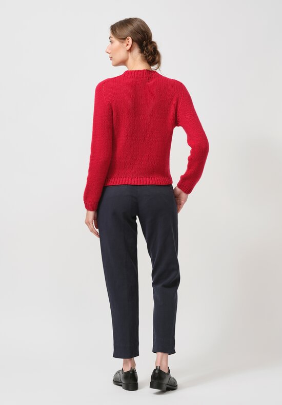 Wommelsdorff Hand Knit Bloom Cashmere Sweater in Crimson