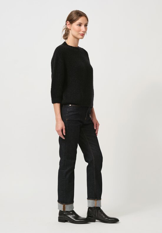 Wommelsdorff Hand-Knit Momo Cashmere & Silk Sweater in Space Black	