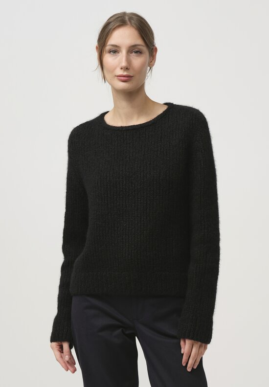 Wommelsdorff Hand Knit Faye Cashmere & Silk Sweater in Space Black	