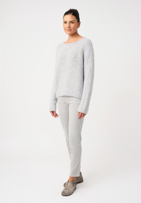 Wommelsdorff Cashmere & Silk Hand-Knit Faye Scooped Neck Sweater in Dust Grey