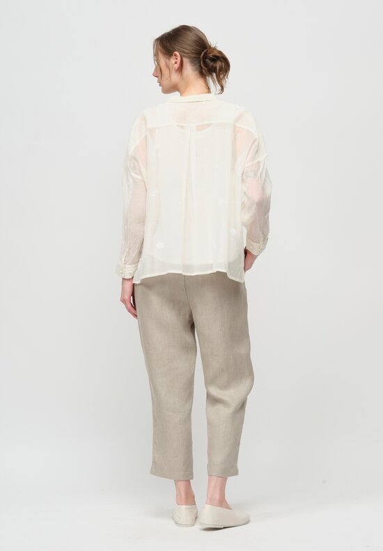 AODress Handloom Silk & Cotton Small Collar Shirt with Inner Top in Kora White	