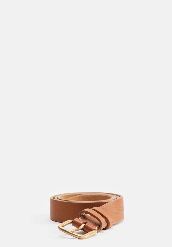 Massimo Palomba Bronze Buckle Small Leather Selleria Belt in Tabacco Brown	