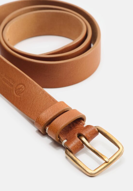 Massimo Palomba Bronze Buckle Small Leather Selleria Belt in Tabacco Brown	