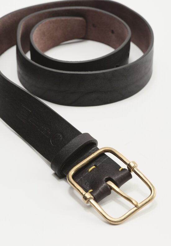 Massimo Palomba Bronze Buckle Wide Leather Selleria Belt in Ebano Dark Brown	