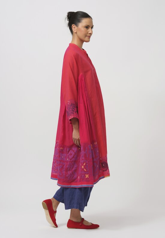 Injiri Cotton Side Gather Tunic in Red & Purple	