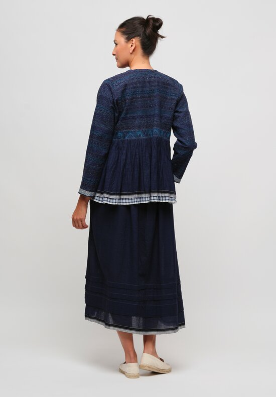 Injiri Cotton Embroidered Jacket in Indigo Blue	