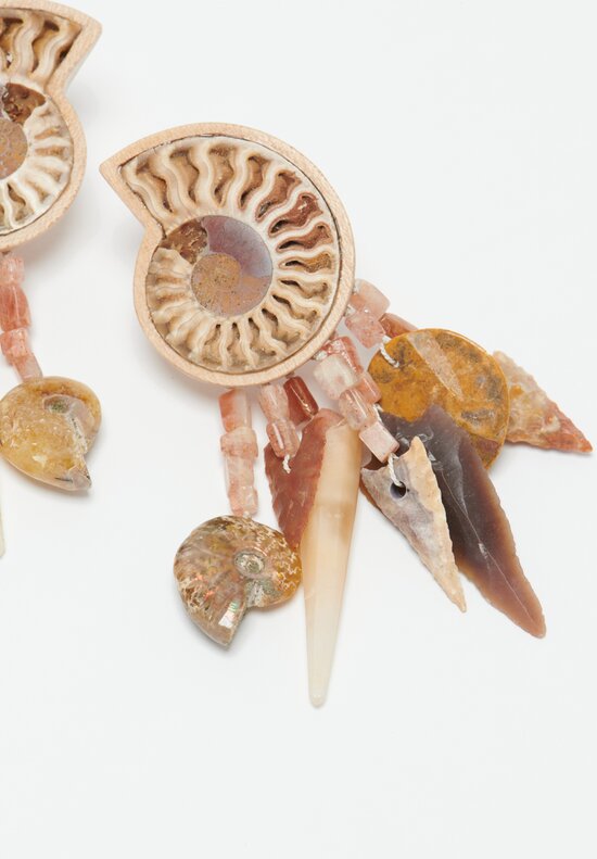 Monies Ammonite, Oak, Stone-Age Arrowheads & Quartz Earrings	