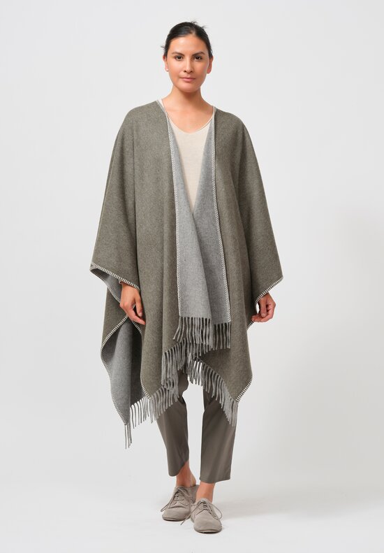 Alonpi Cashmere Mantello Mia Poncho in Forest Green	