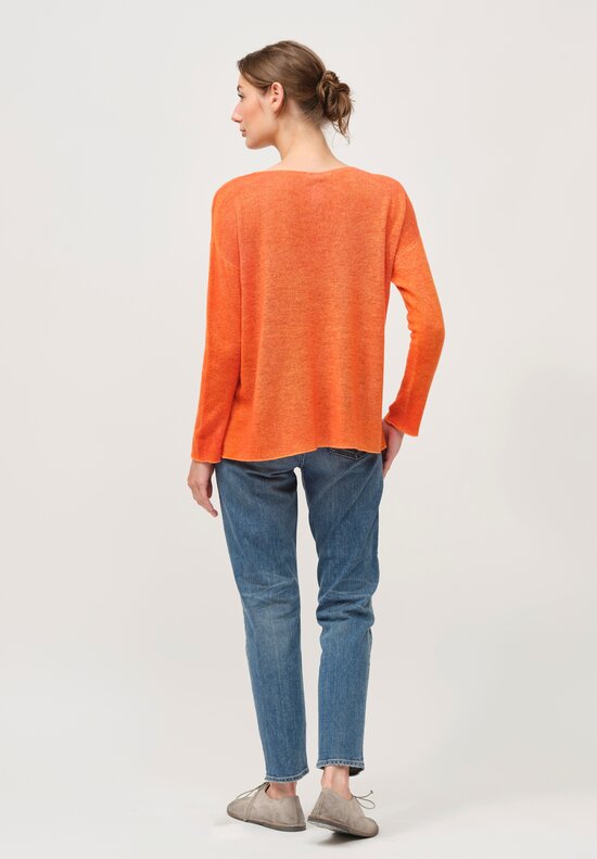 F Cashmere Two Tone Round Neck Bruco Sweater in Orange & Red	