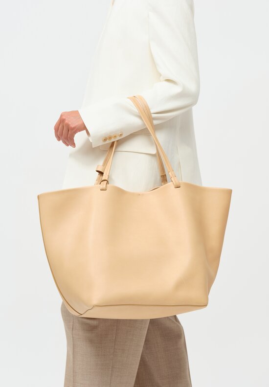 The Row XL Leather Park Tote Bag in Sabbia Sand	