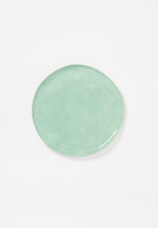 Bertozzi Handmade Porcelain Solid Painted Dinner Plate in Light Spring Green	