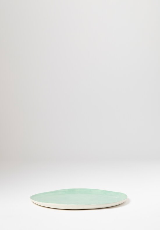 Bertozzi Handmade Porcelain Solid Painted Dinner Plate in Light Spring Green	