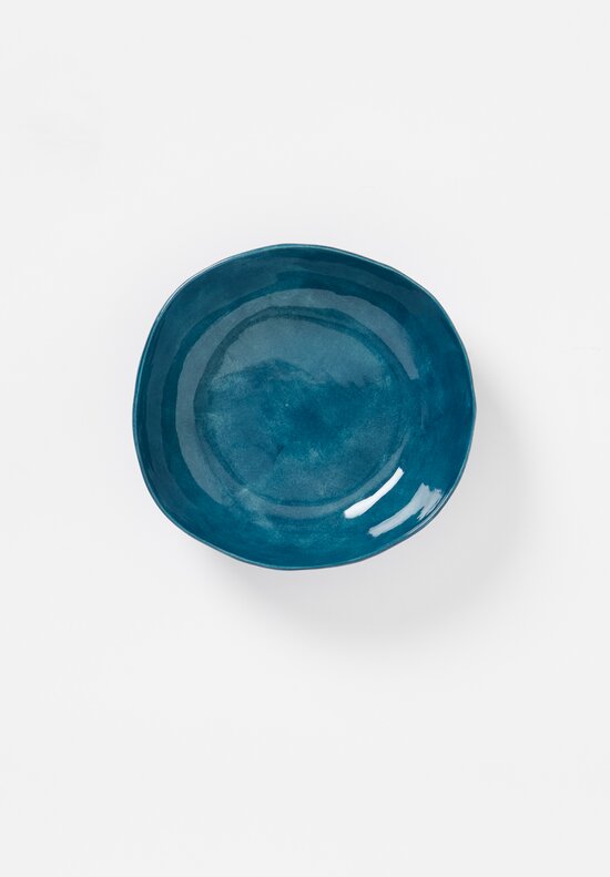 Bertozzi Handmade Porcelain Small Serving Bowl in Dark Azzuro Blue	