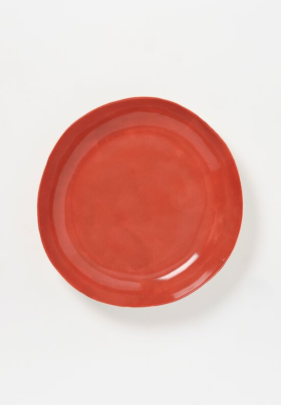 Stamperia Bertozzi Handmade Porcelain Solid Interior Shallow Serving Bowl Terracotta Brown