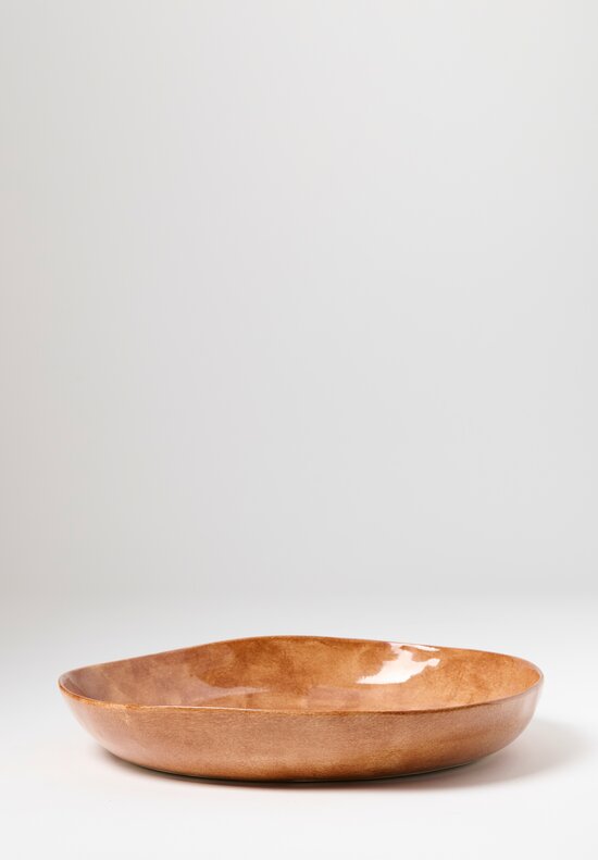 Bertozzi Handmade Porcelain Solid Shallow Serving Bowl in Dark Bruno Brown	