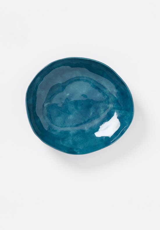 Bertozzi Handmade Solid Large Pebble Bowl in Dark Azzuro Blue