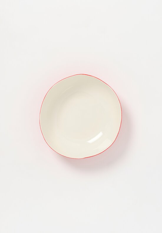 Stamperia Bertozzi Handmade Porcelain Exterior Painted Small Serving Bowl Rosso Red
