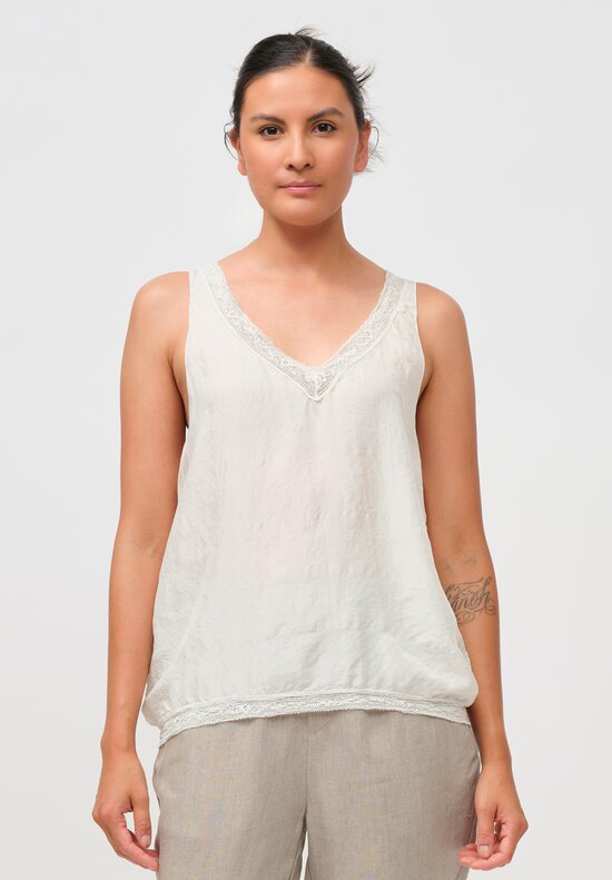 Kaval Khadi Silk Camisole in Off White	