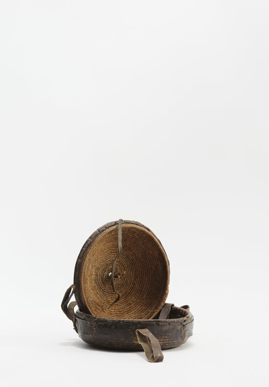 Vintage Leather Basket Food Container from the Gurague People	
