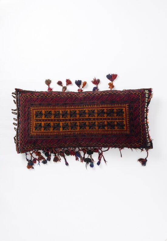 Afghan Baluch Balisht Bag Vintage Pillow Rug with Large Tassels	