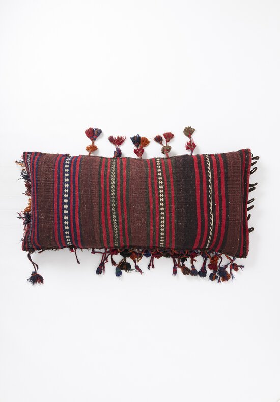 Afghan Baluch Balisht Bag Vintage Pillow Rug with Large Tassels	